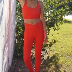 Year Of Ours x Bandier Red Ribbed Set